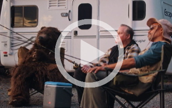 Charlie the Bear and the Escape RV trailers